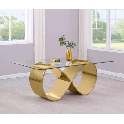 Grand Tempered Glass Dining Table With Stainless Steel Base