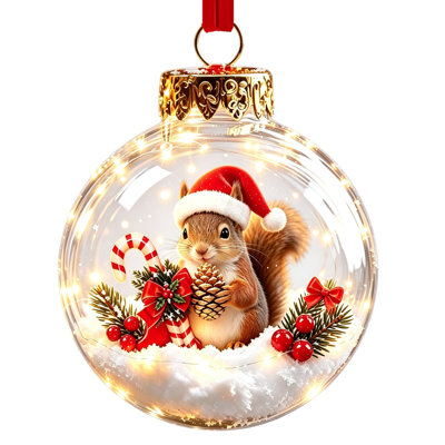 Décoration de Noël Boule de Noël imprimée Animaux d'hiver Cerf Pingouin Corgi Boule ronde à suspendre pour sapin de Noël