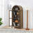 A High Arched Storage Cabinet With A Lamp, A Modern Retro-Style Wooden Storage Cabinet With Adjustable Glass Partitions, Suitable For Use As A Multi-Functional Cabinet In Kitchens-1251430172
