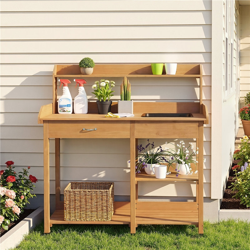 Burroughs Fir Potting Bench, Natural Wood