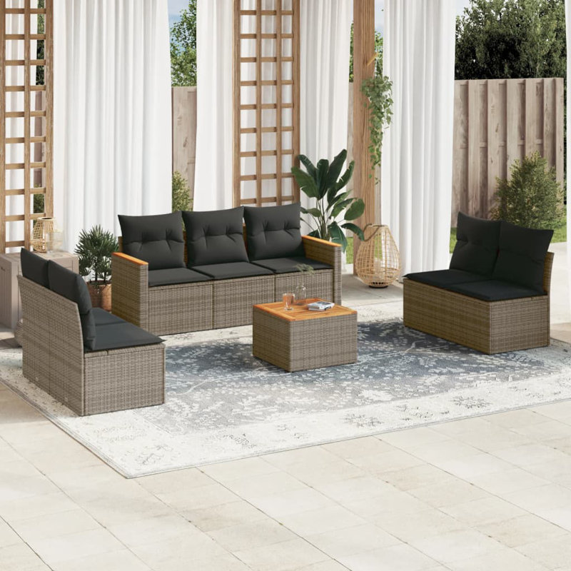 Grand canapé modulaire en rotin PE Vidaxl