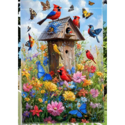 Drapeaux de jardin saisonniers, impression recto, drapeaux de cour 11 x 17 pouces (30 x 45 cm), petits drapeaux de jardin d'extérieur, drapeaux d'anniversaire de Pâques, drapeaux de jardin des fêtes quatre saisons, cabane à oiseaux