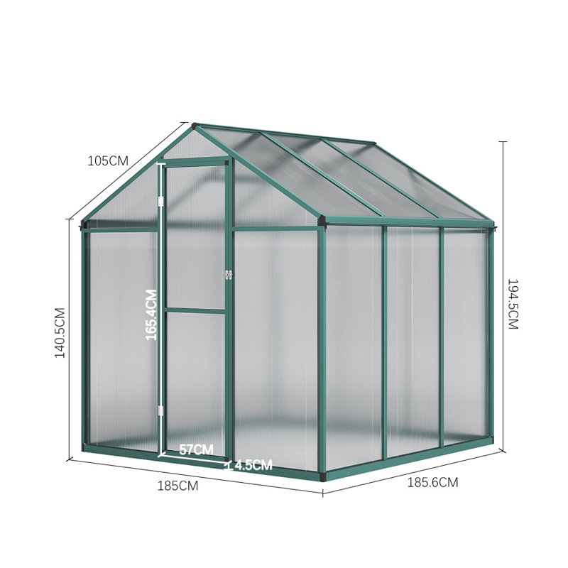 Callida Hobby Greenhouse, Green, 194.5cm H x 185cm W x 185.6cm D