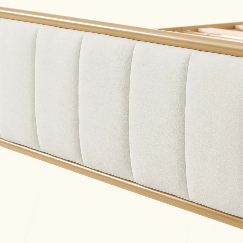 Cadre de lit tapissier, Beige
