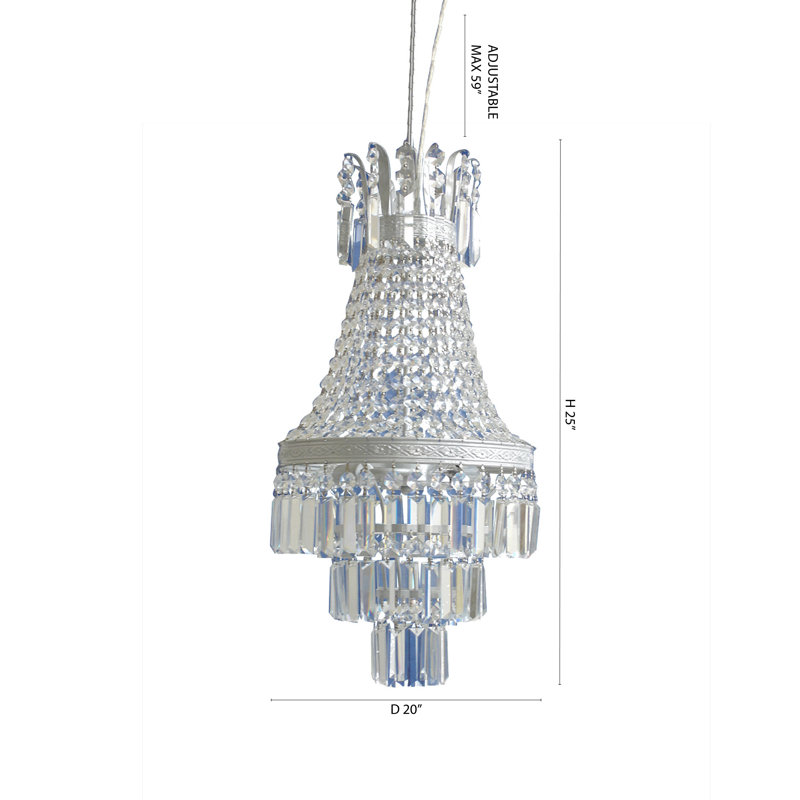1-Light Chrome Chandelier With Clear Crystals