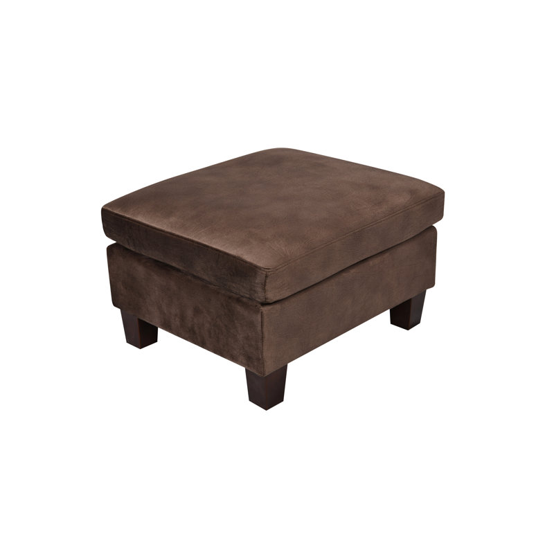 Athanas Velvet Square No Pattern Footstool Ottoman, Brown