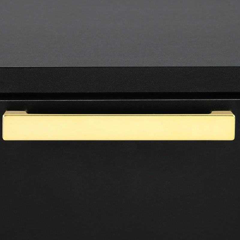 Table de chevet moderne noire et dorée pour la chambre à coucher - 2 tiroirs de rangement avec de nombreux tiroirs, Noir