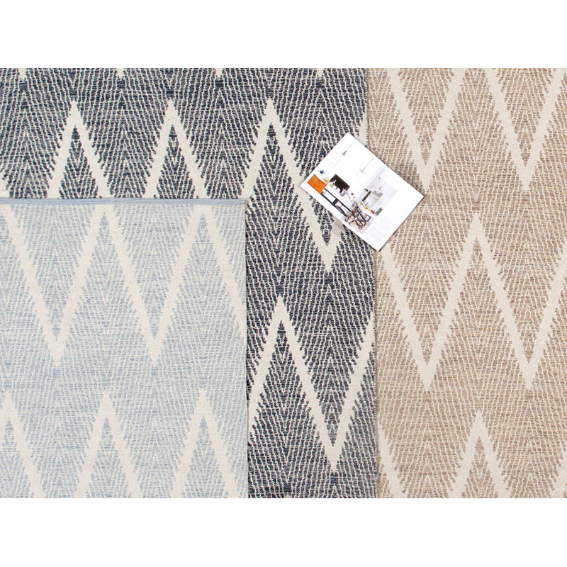 Tapis bleu marine / ivoire en coton tissé à la main Simplicity, Rectangle 8 pi x 10 pi