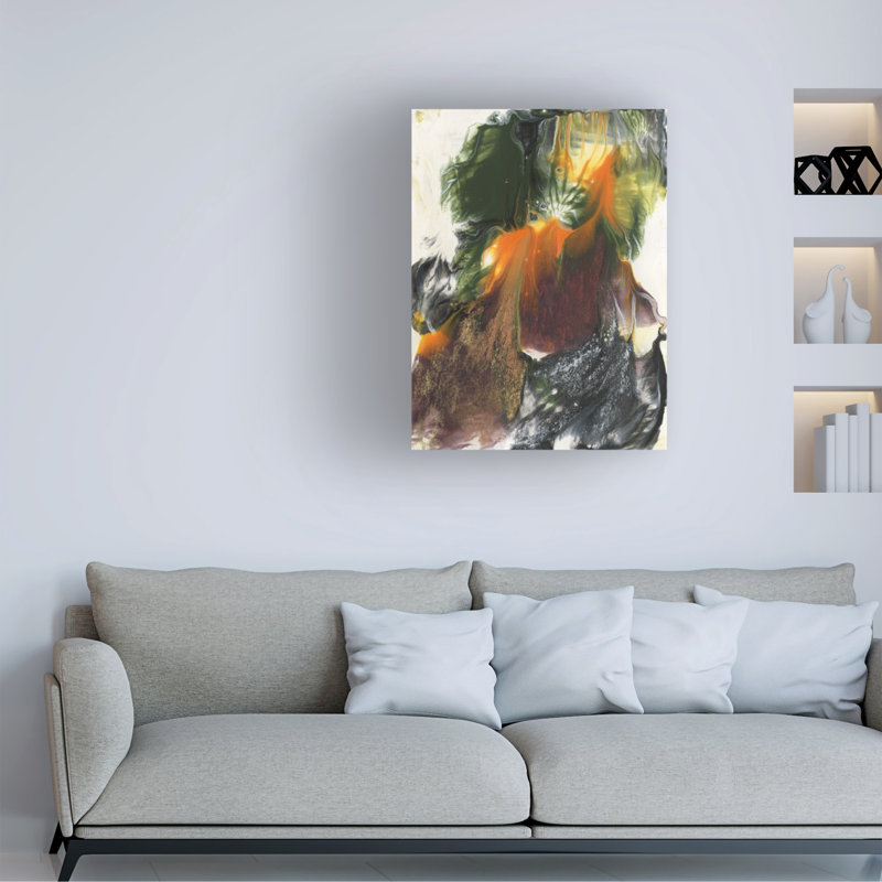"Orange vert I" sur toile, H 24 po x l 18 po