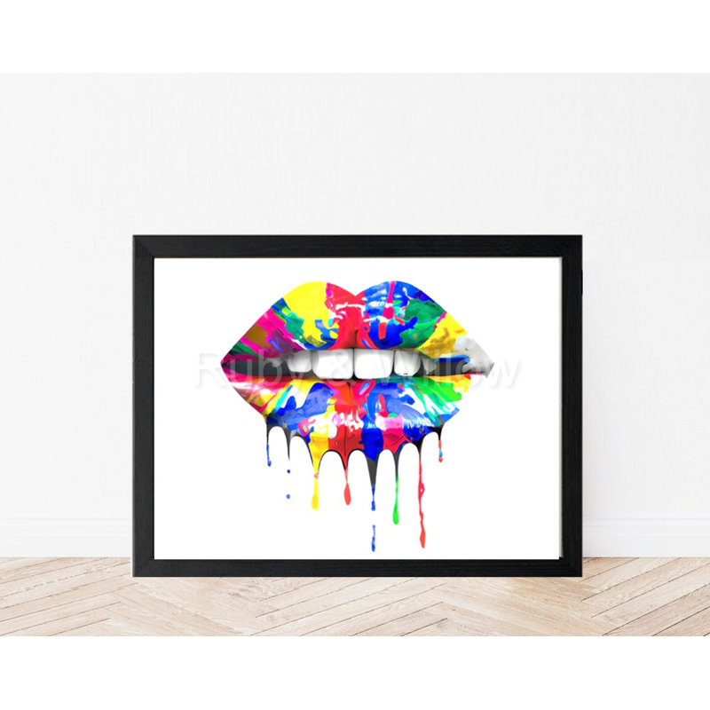 Dripping Lips - Colourful Lip Wall Art - Lip Pop Art - Graffiti Lips Print Wall Art Poster