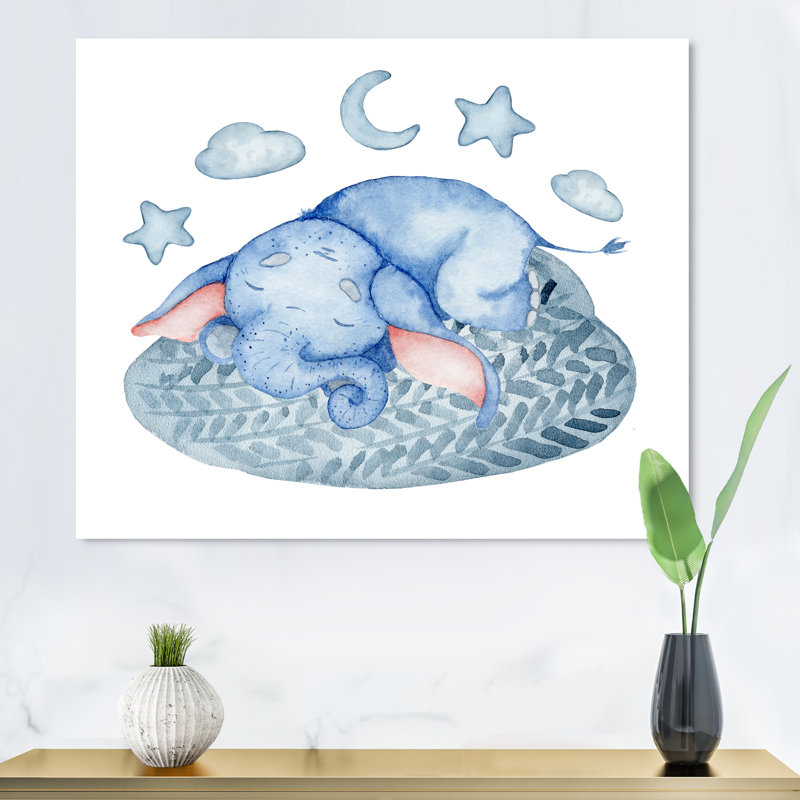 «Cute Elephant Sleeping II», reproduction sur toile flottante, H 30 po x l 40 po x P 1,5 po, Toile tendue