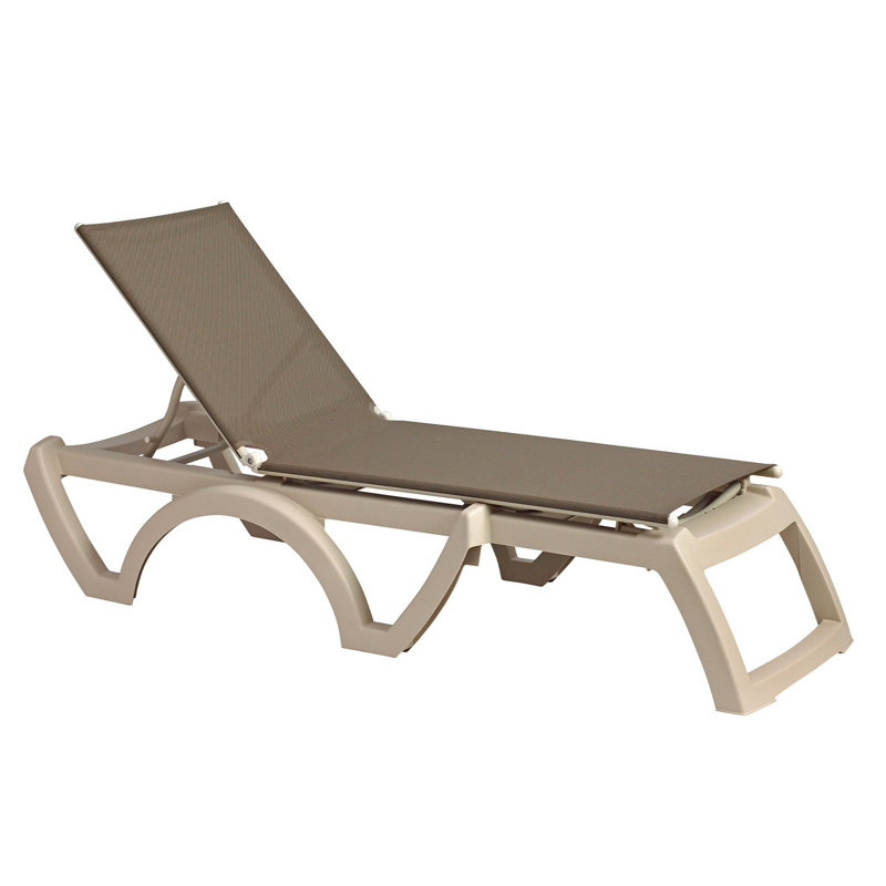 Grosfillex Jamaica Beach Adjustable Sling Chaise, Brown/Brown