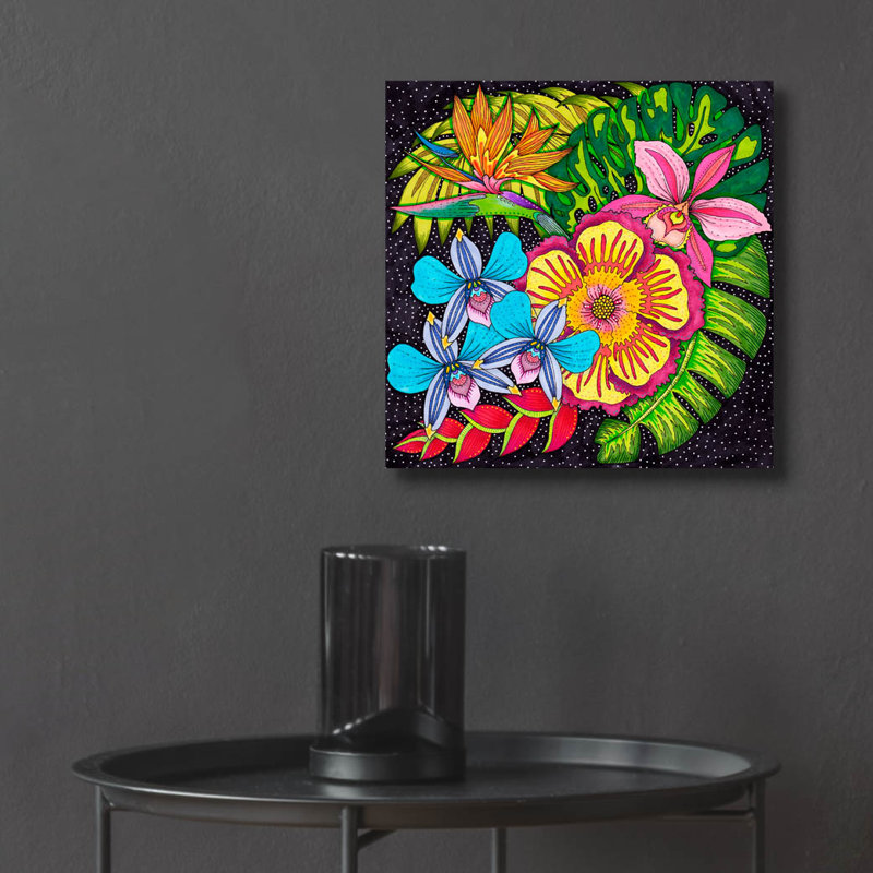 Art mural en verre tropical 13 pi par Paradise Angel, H 12 po x l 12 po x P 0,13 po