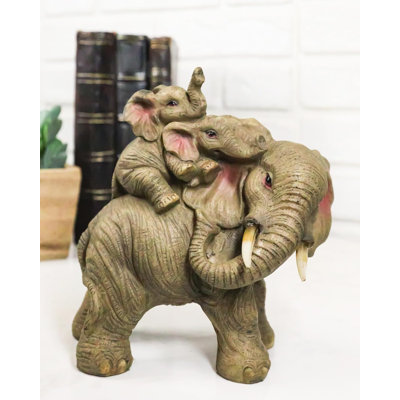 Figurine safari, éléphant fantaisiste, père et 2 veaux
