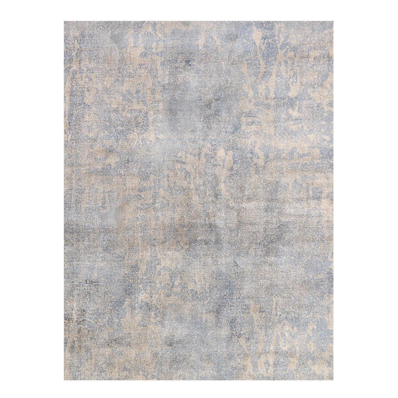 Tapis moderne noué à la main bleu clair 3 pi x 5 pi
