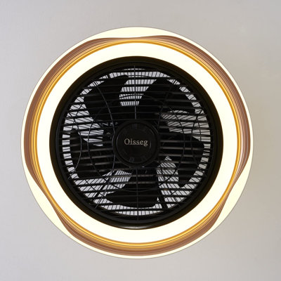 Ventilateur de plafond encastré avec lumières et télécommande, ventilateur de plafond sans lame de 19 po avec éclairage, ventilateur de plafond à profil bas de couleur à 3 vitesses et 6 vitesses pour la cuisine