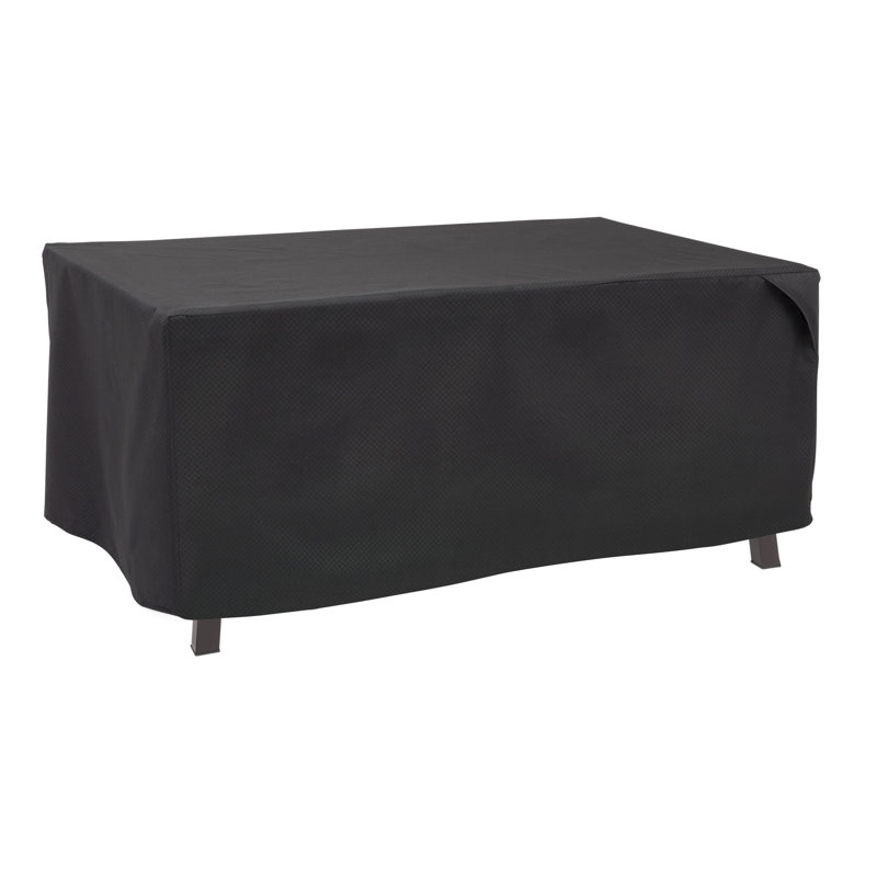 Heavy Duty Black Patio Ottoman Cover with Elastic Hem