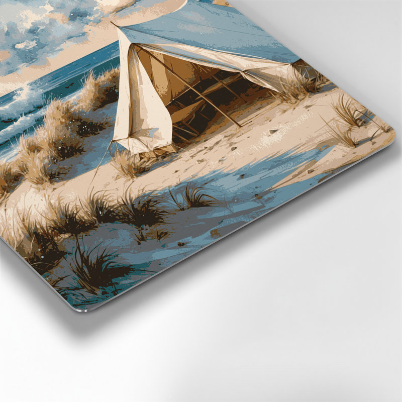 Art mural en métal beige Coastal Beach Camp, H 32 po x l 32 po