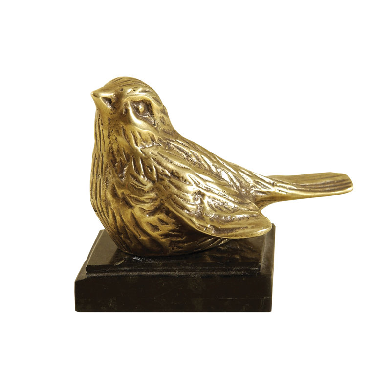 Chirp Cast Brass Bird Paperweight Figurine