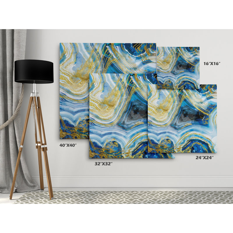 Touch of Gold Agate I - reproduction d'art, H 16 po x l 16 po x P 1,5 po, Toile tendue