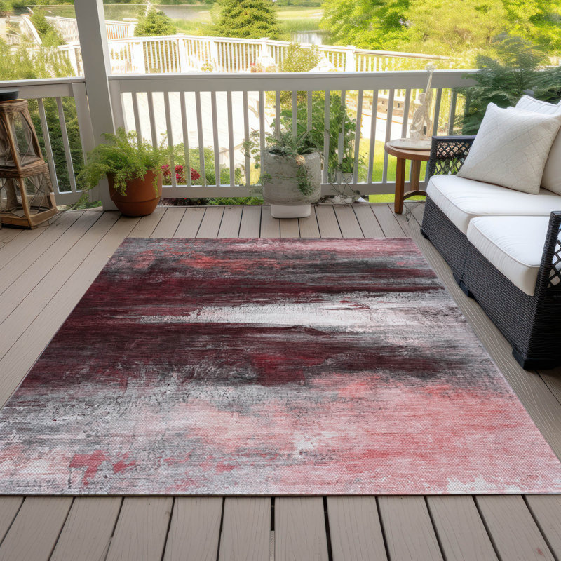 Machine Washable Indoor/Outdoor Xhevrie Merlot Rug, Rectangle 2'6" x 3'10"