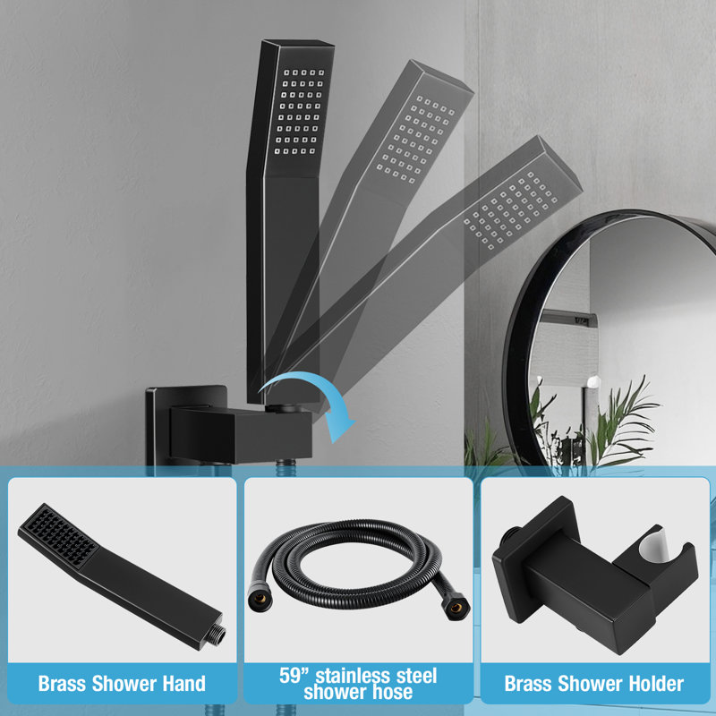 Robinet de douche 10 po, Noir mat