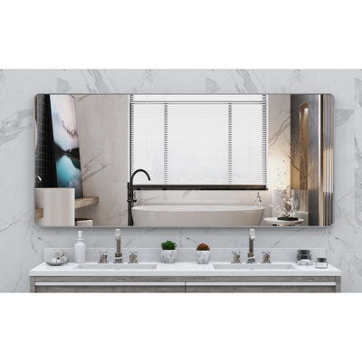 Miroir surdimensionné en aluminium pleine longueur de style moderne pour mur et plancher avec plateau amovible pour salle de bain, chambre à coucher et salon, argent 72 x 32 pouces
