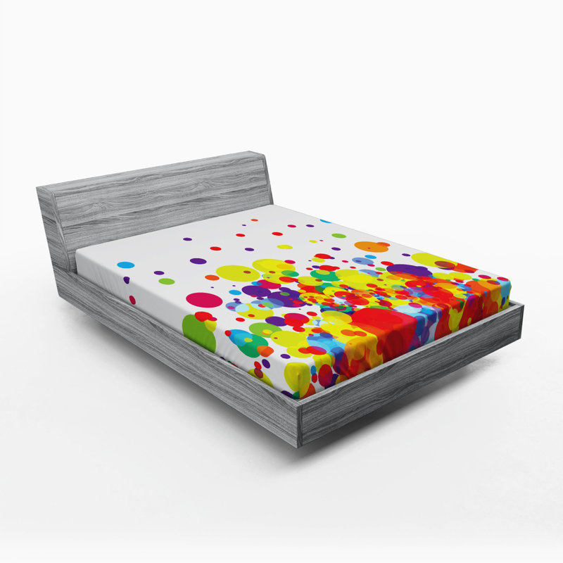 Full Size White Microfiber Abstract Print Fitted Sheet