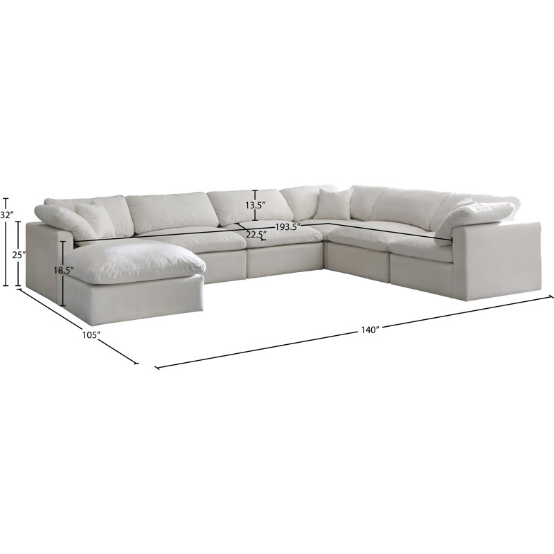 Velours réversible Atis de 140 po de largeur avec repose-pieds, Velours crème