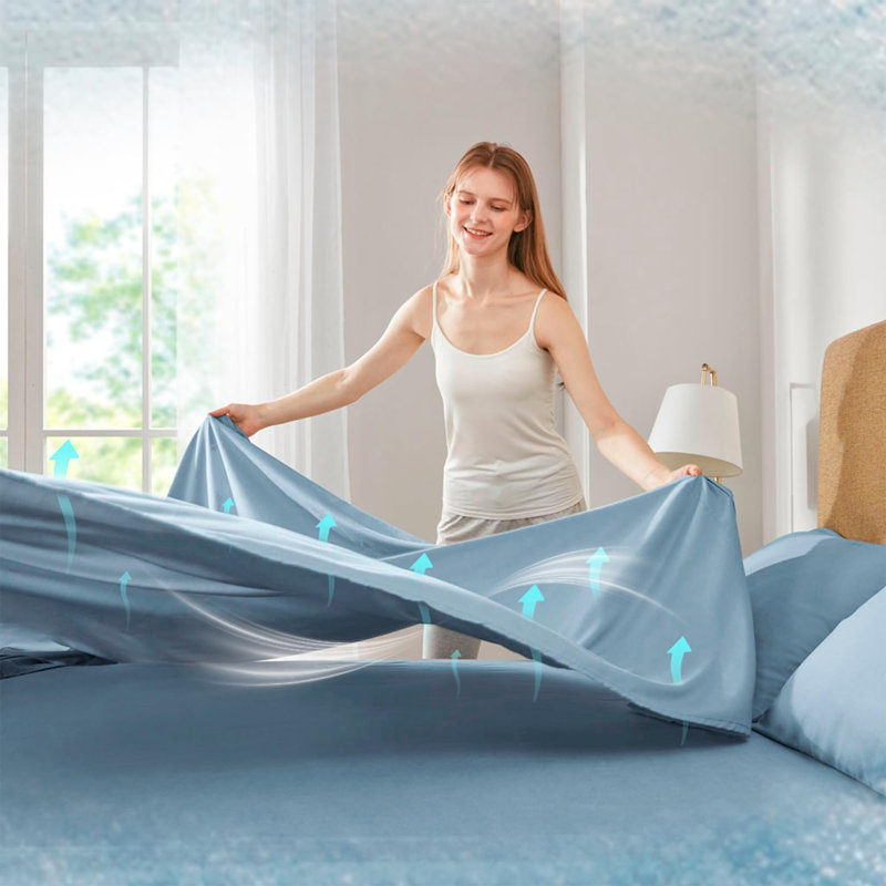 Microfiber Coolmax Microfiber Coolmax Solid Sheet Set, Queen, Blue