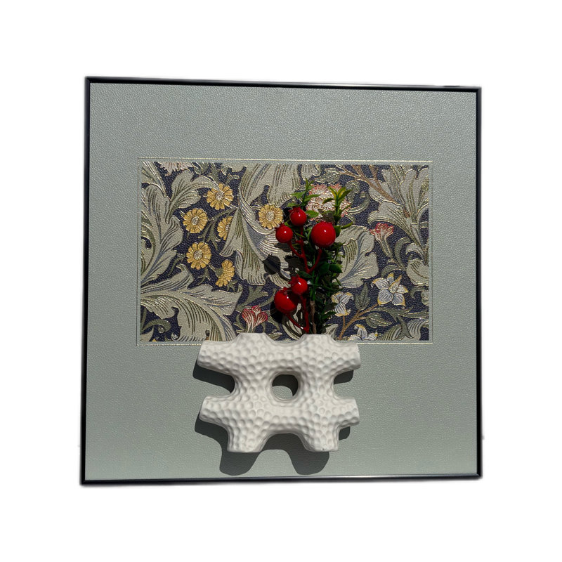 Boîte murale décorative botanique avec vase dimensionnel