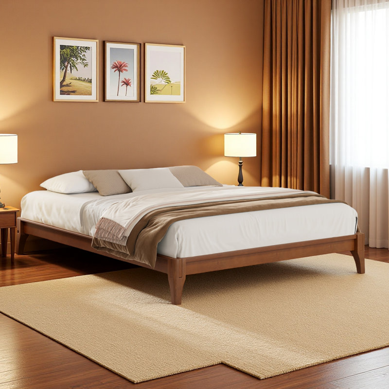 Bamboo Wood Platform Bed Frame, Full, Brown