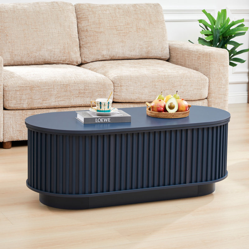 43.3"W Lift Top Coffee Table With Storage, Blue