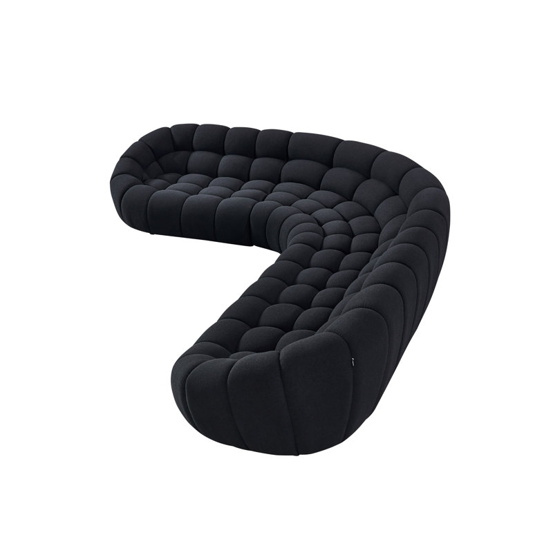 Stewartville - Fabric Sectional Sofa, Black Polyester