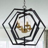 20" DIY Multi-Tier Matte Black Pendant Light w Adjustable Shades, 4-Lights and Adjustable Hanging Chain