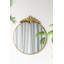 Grand miroir mural rond de 36 po x 41 po avec cadre en métal doré, miroir décoratif circulaire pour le vestibule de la chambre à coucher du salon