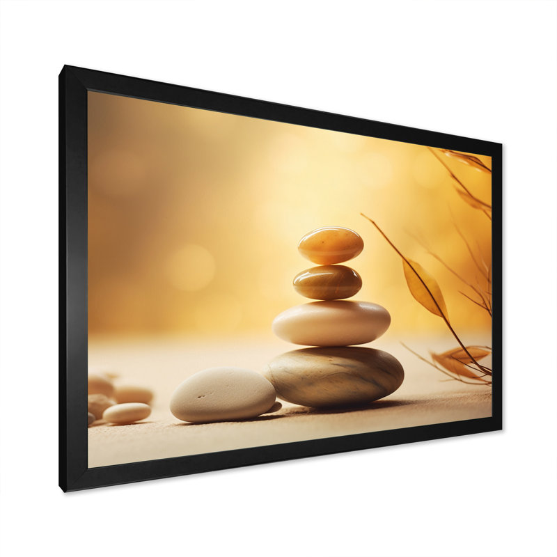 «Zen Serenity Cairn Sculpture Balance I - Spiritual Stone», reproduction sur toile encadrée, H 12 po x l 20 po x P 1 po