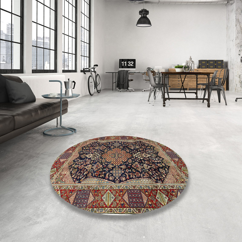 Tapis 100% traditionnel lavable à la machine 2577, Rond 6 pi