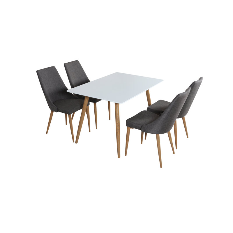 Ines 4 - Person Dining Set, Black/Oak, Oak