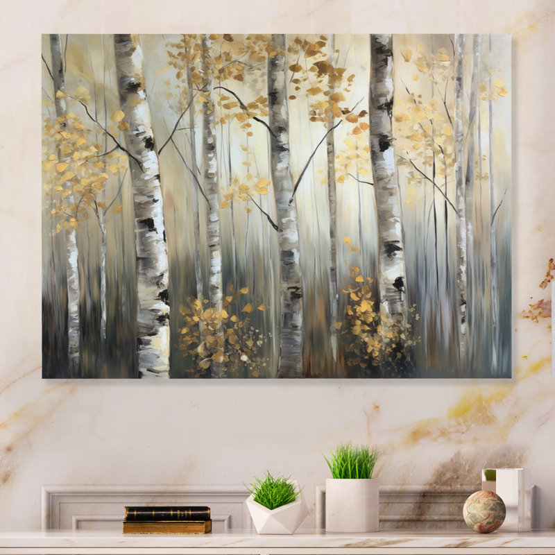 Birch Tree Forest Wonderland II - impression sans cadre sur métal, H 12 po x l 20 po x P 1 po