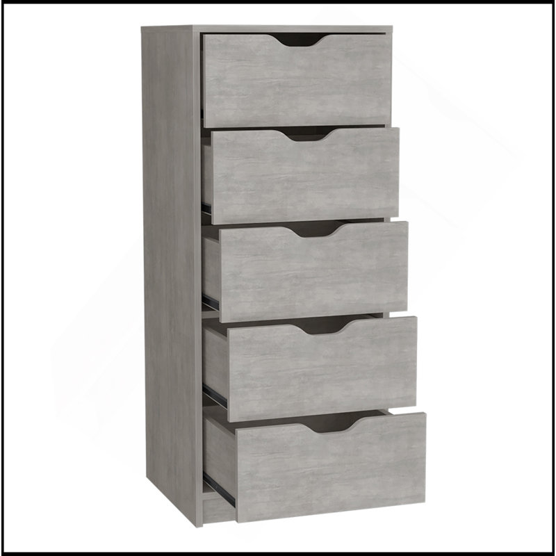 Commode Kamran, chambre à coucher, gris béton, Gris