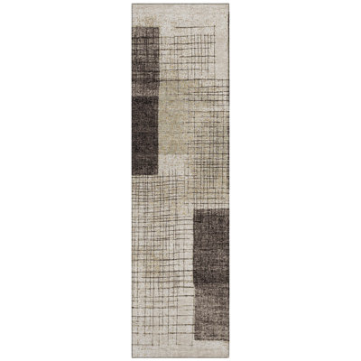 Machine Washable Indoor/Outdoor Xhevrie Brown Rug