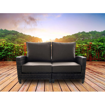 Arshmaan 59'' Wide Wicker Loveseat with Cushions