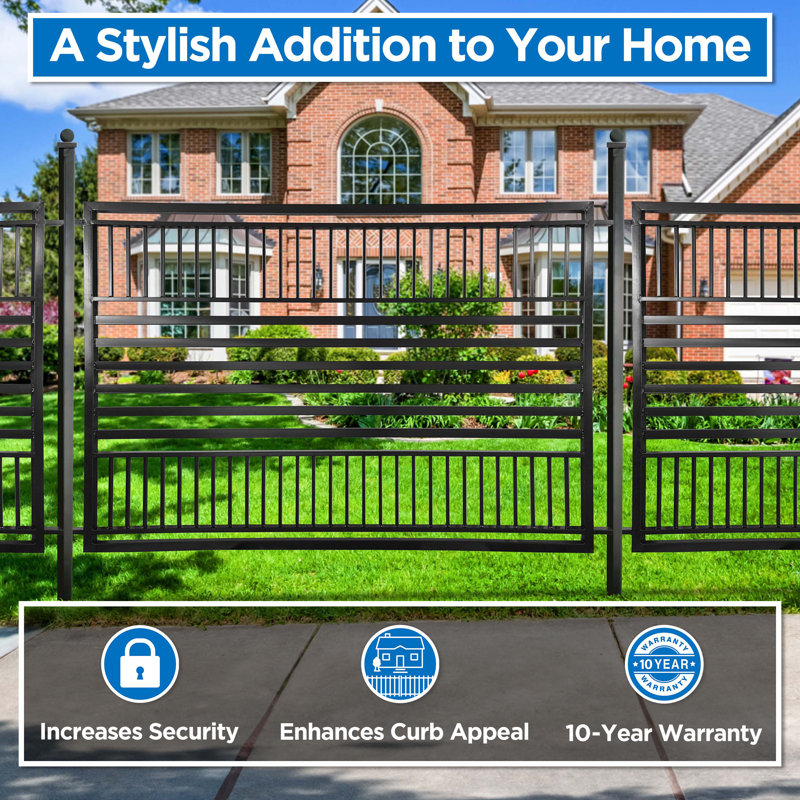 Barcelona Style Black Steel 8x5 ft Garden Fence