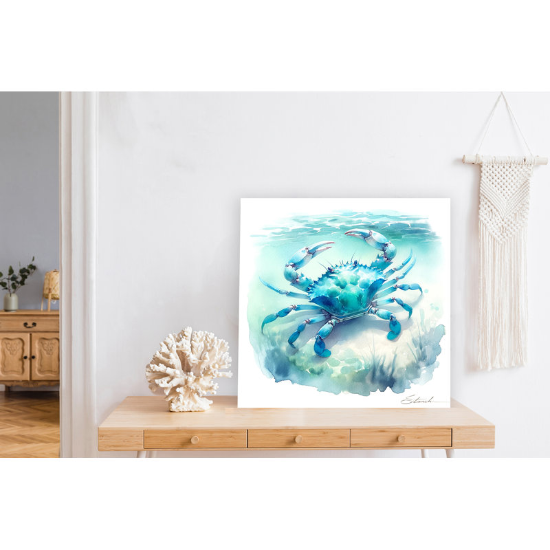 Crabe bleu serein sur toile, H 20 po x l 20 po x P 1,5 po