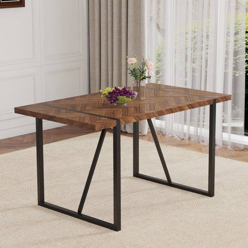Table de salle à manger A, Marron foncé, Gris foncé
