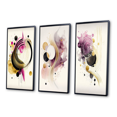 «Colorful Circular Abstract», 3 pièces sur toile