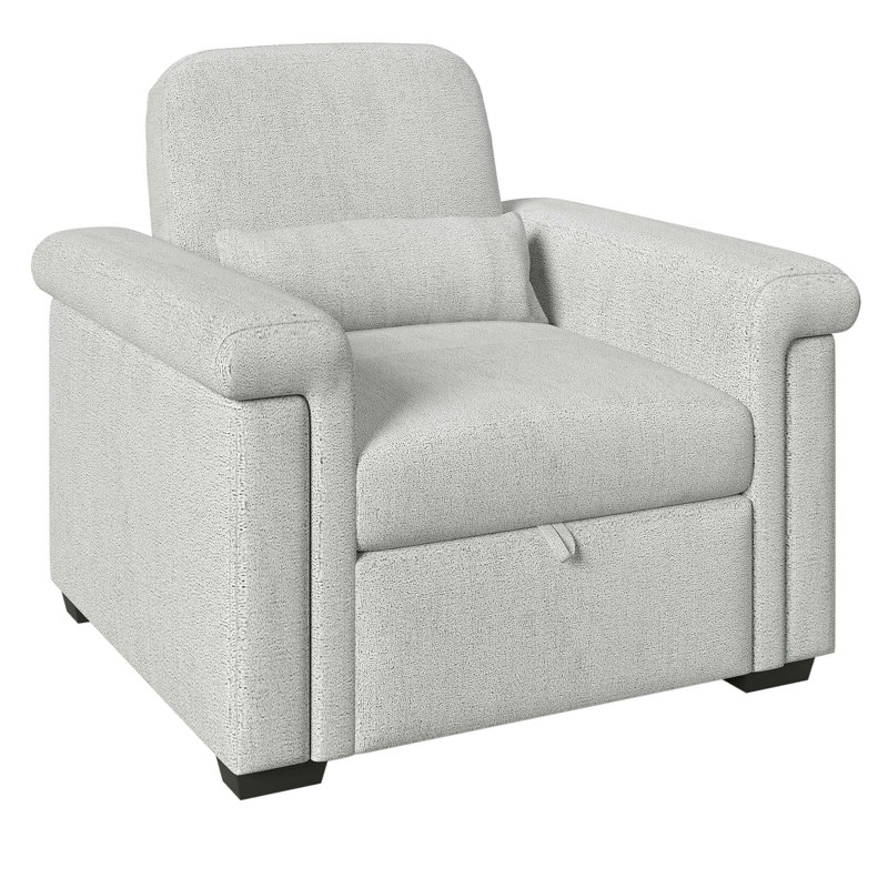 Versatile Convertible Sleeper Chair Sofa Bed with Adjustable Backrest and Pillow, Beige Fabric