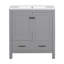 Meuble-lavabo gris de 30 po avec lavabo simple, armoire encastrée, armoire de rangement avec 2 portes et un tiroir, fermeture en douceur, rangement multifonctionnel, structure en bois-1039223267