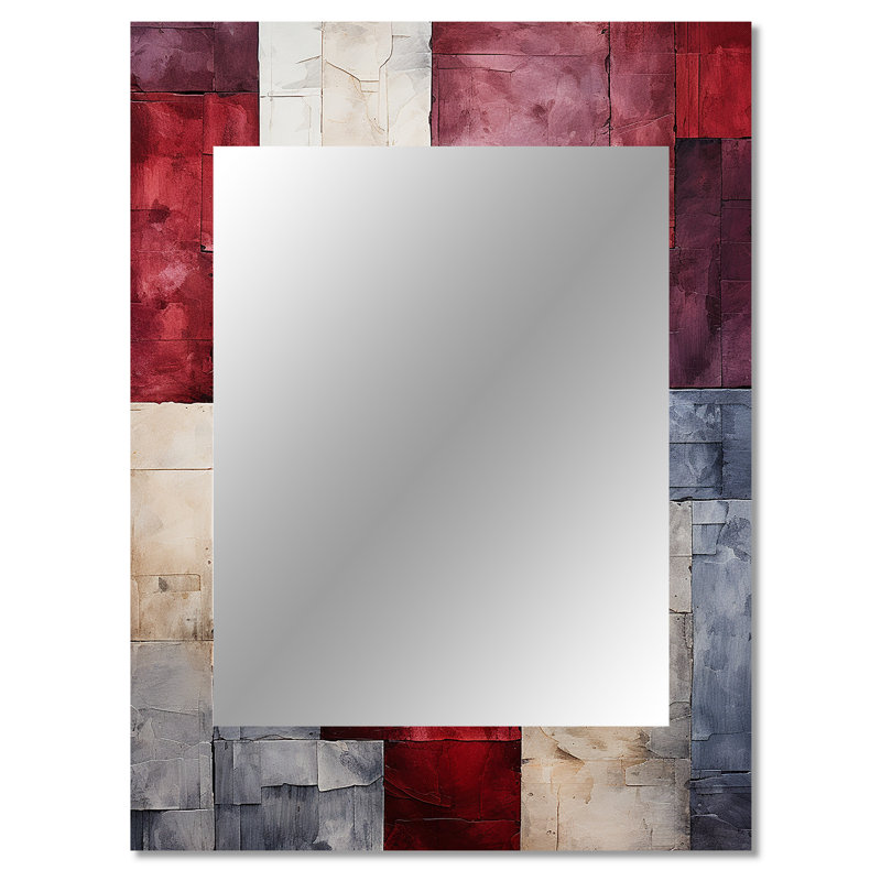 Maroon Mosaics Abstract Shapes, 40 po x 30 po
